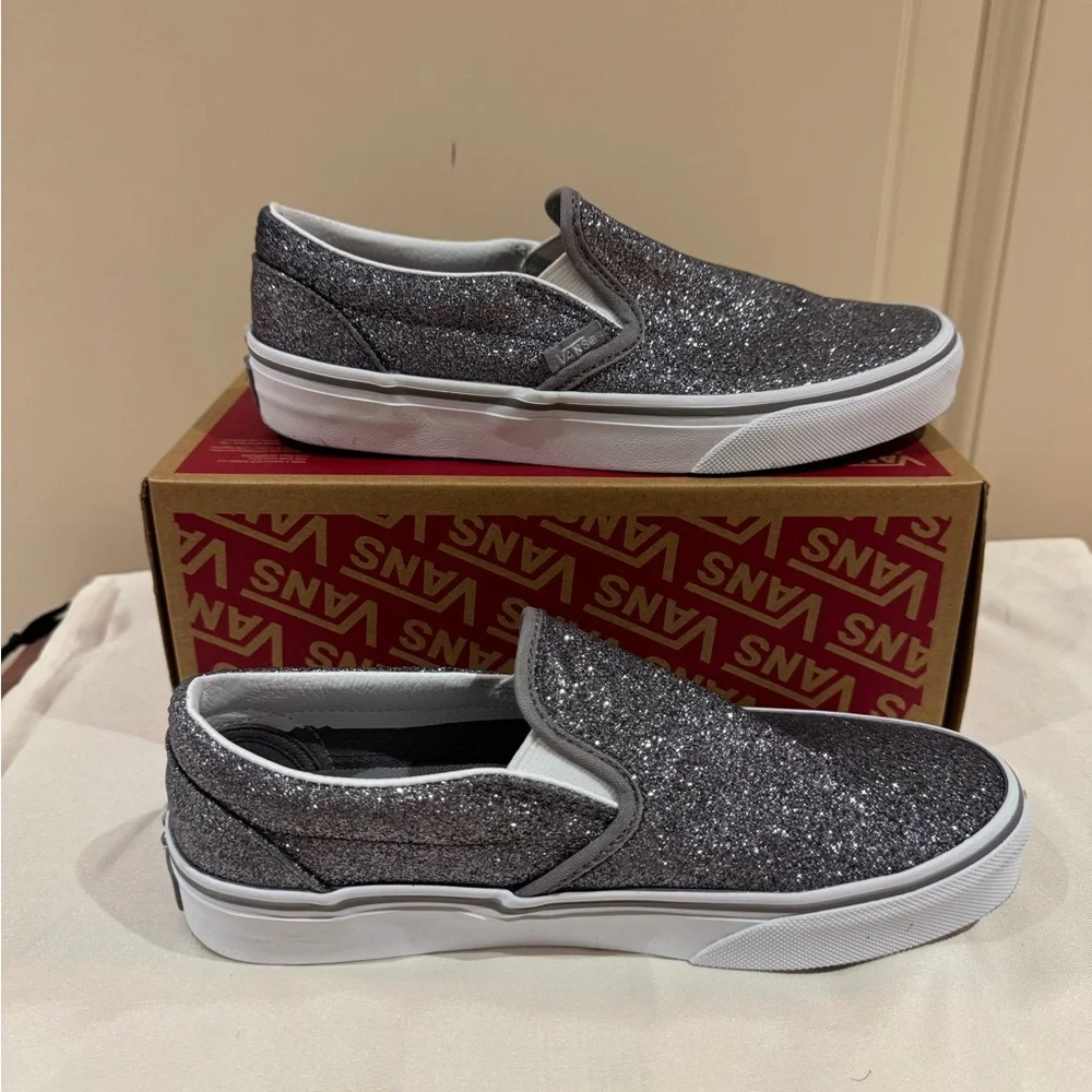 Brand new classic slip on vans glitter gunmetal - Picture 2 of 3